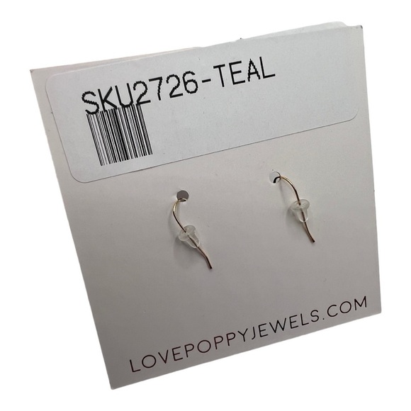 Love , Poppy Teal Green Leather Teardrop with Druzy Stone Earrings NEW - Picture 6 of 13